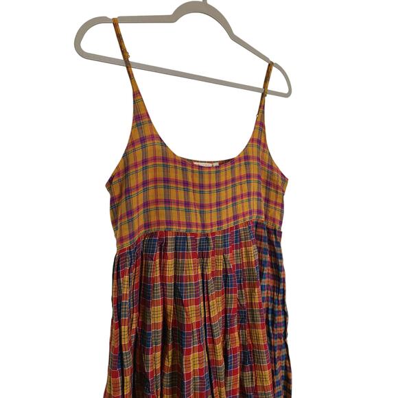 INJIRI PATCHWORK PLAID MUTICOLOR CAMISOLE DRESS Size XS - Picture 3 of 7